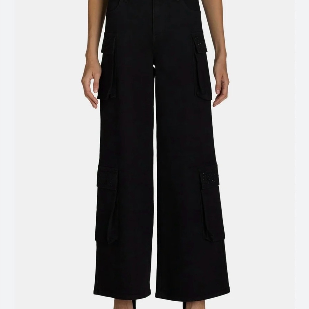 Madden NYC cargo pants women’s XXS wide-leg design multiple rhinestone pockets